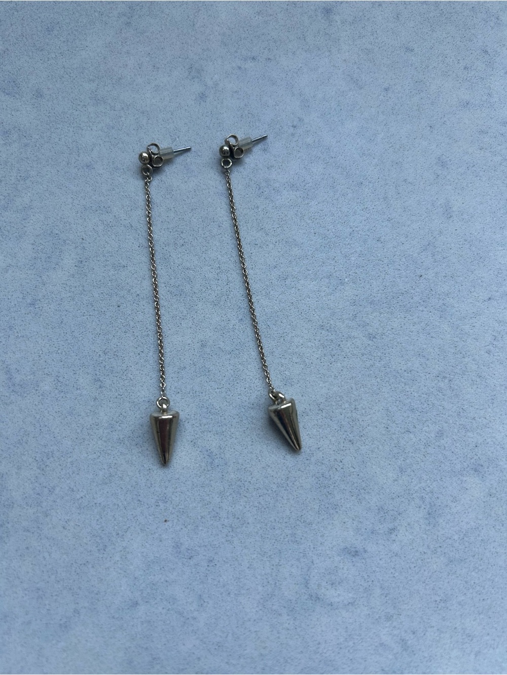 Silver Minimalist Drop Spike Earrings